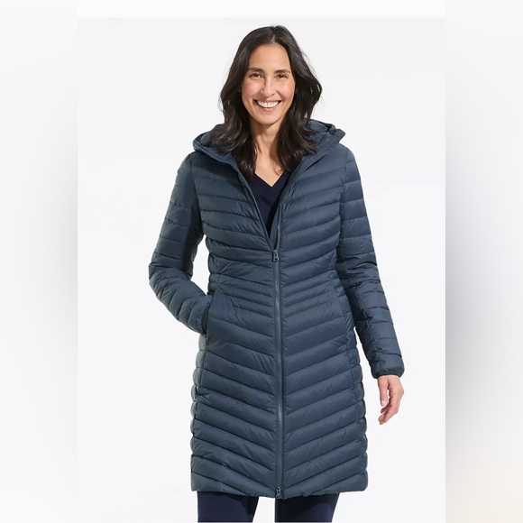 Lands End Women's Blue Hooded lightweight foldable Puffer Coat - Picture 7 of 7